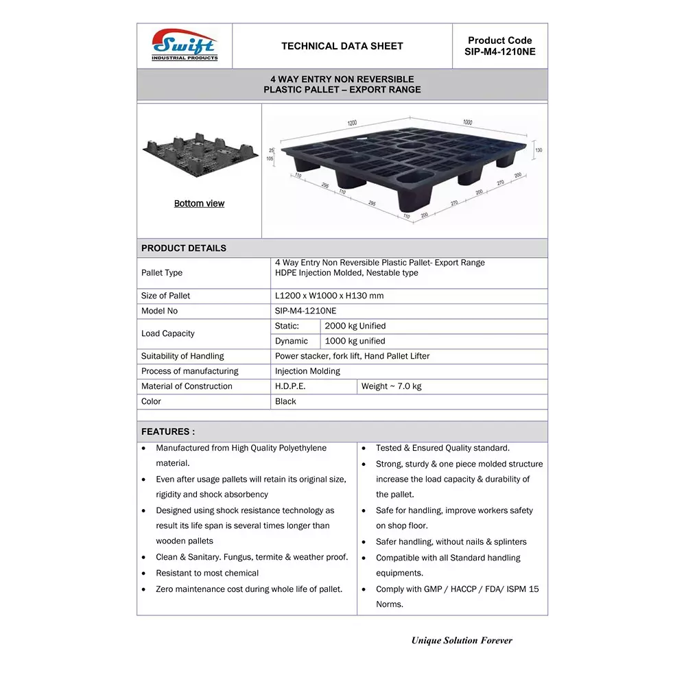 swift-technoplast-4-way-entry-hdpe-export-plastic-pallet-1200x1000x150-mm-sip-m4-1210ne