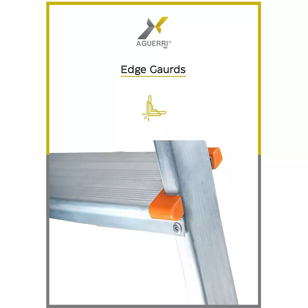 AGUERRI 5 Steps Aluminium Ladder Orange Lightweight & Foldable with Wide Platform for Indoor & Outdoor Use