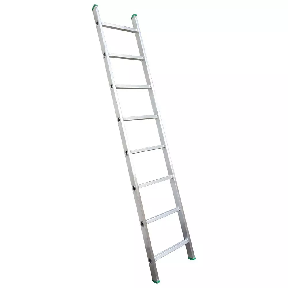 AGUERRI 8 Steps Aluminium Ladder Silver Lightweight High Strength Wall Support 8 ft. (244 cm) Height Single Section for Indoor & Outdoor Use