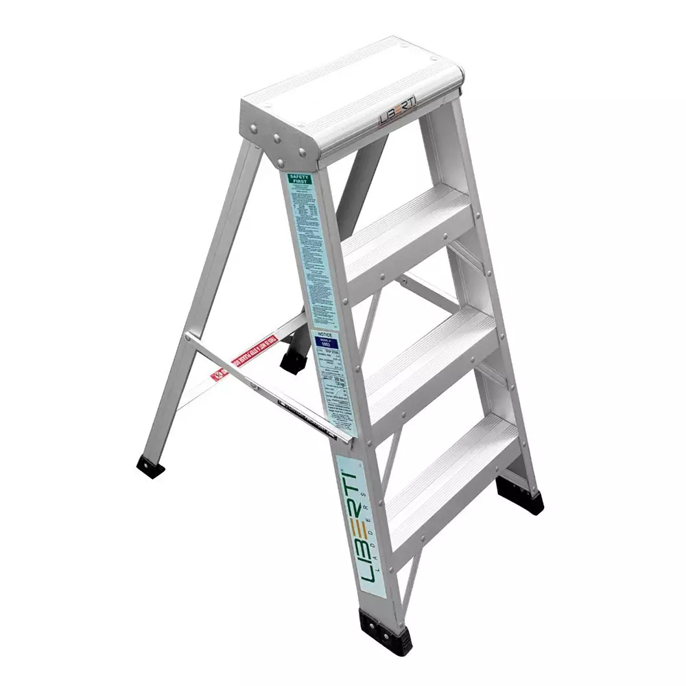 Liberti 1000 Series Step Stool 3 Step 3 ft Size Aluminium Silver, 1003