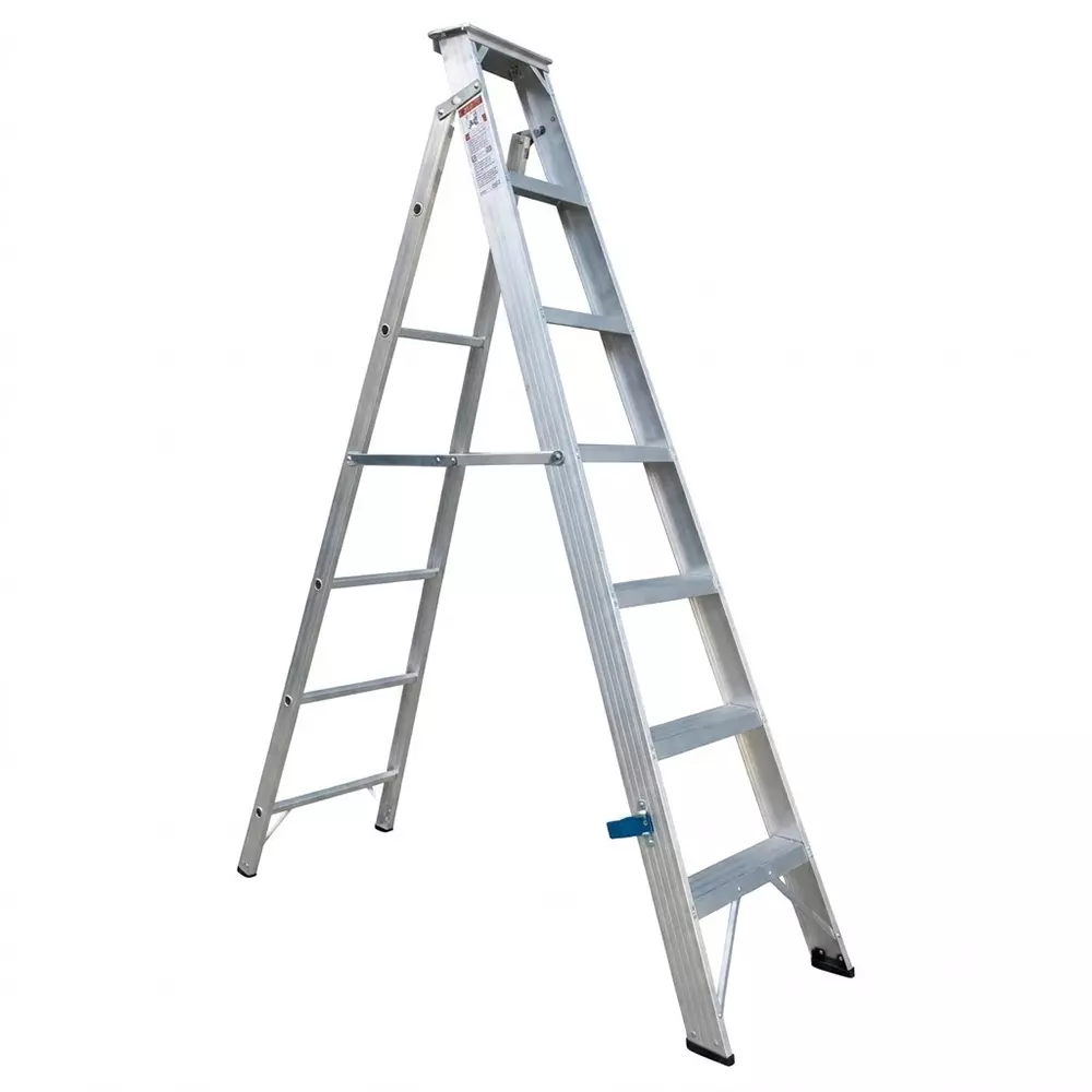 EMAC 7 Steps Dual Purpose Ladder Aluminium Body Silver Color Anti Slip, Lightweight and Foldable Design, EDPL-7