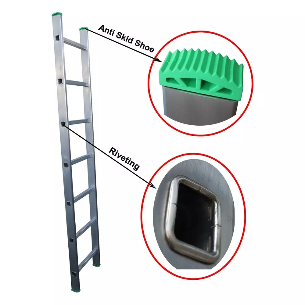 AGUERRI 9 Steps Aluminium Ladder Silver Lightweight High Strength Wall Support 9 ft. (274 cm) Height Single Section for Indoor & Outdoor Use