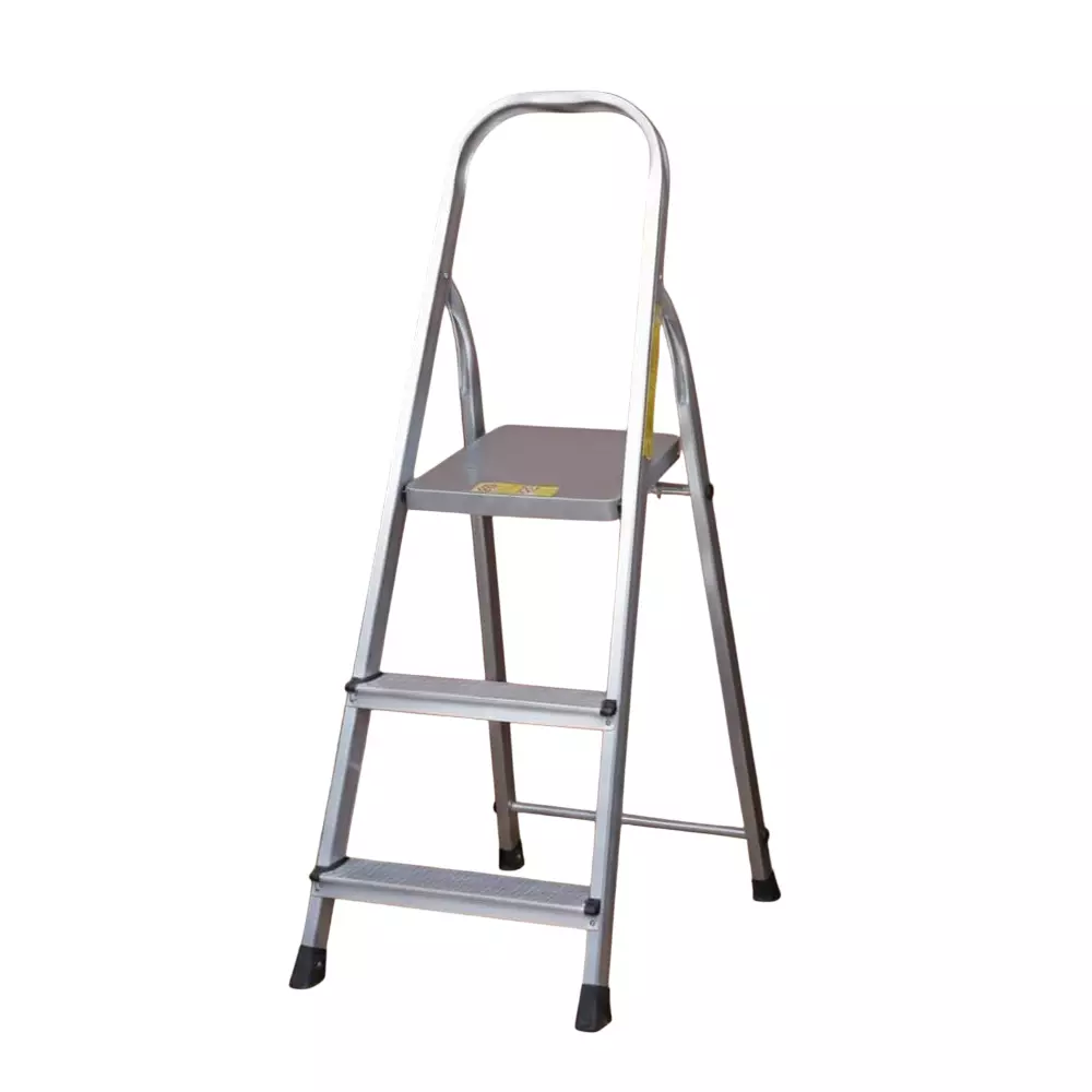 Aardwolf Quickfit Non-Slip 3 Step with Platform Ladder Aluminium Silver 150 Kg Load Capacity, AQT-03B