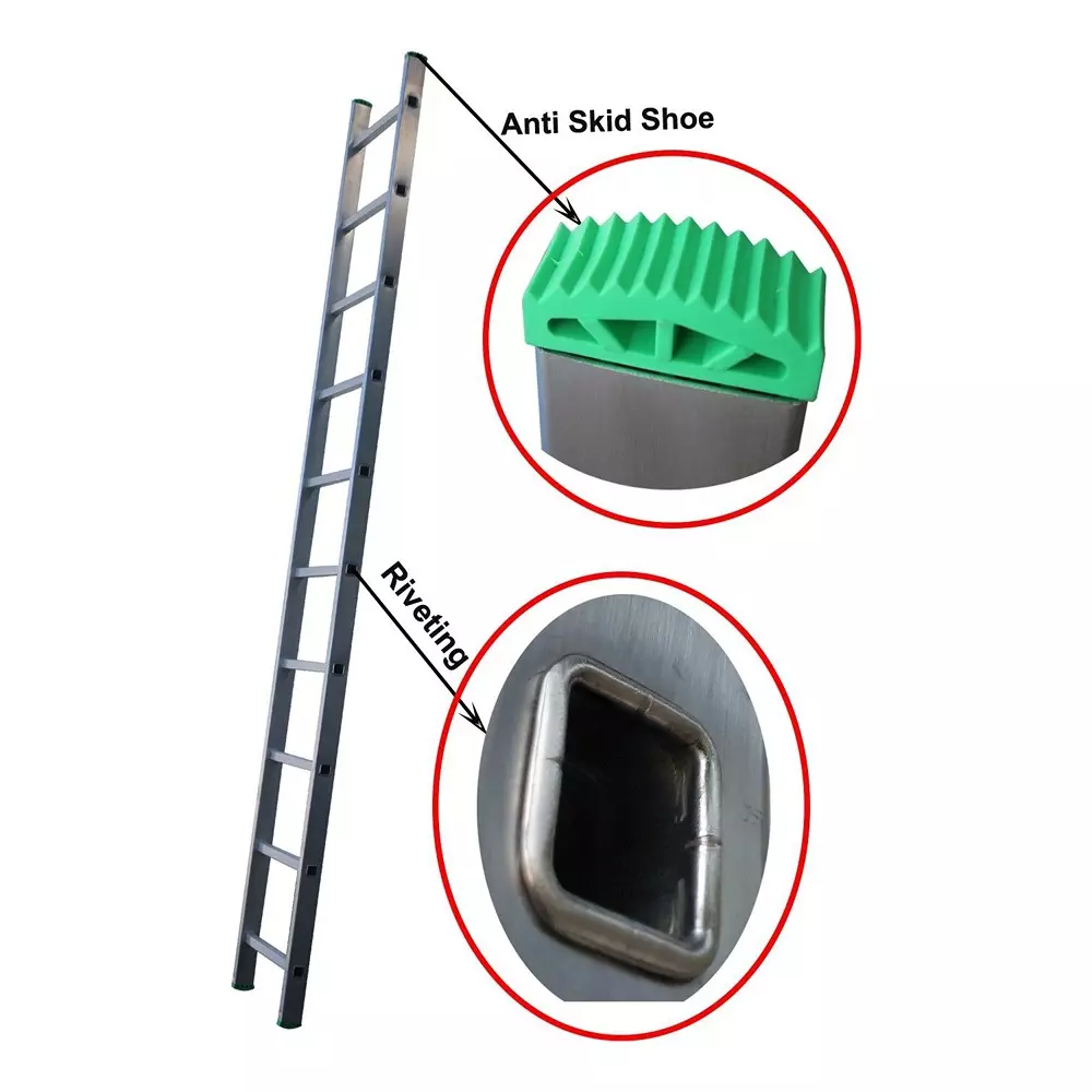 AGUERRI 10 Steps Aluminium Ladder Silver Lightweight High Strength Wall Support 10 ft. (305 cm) Height Single Section for Indoor & Outdoor Use