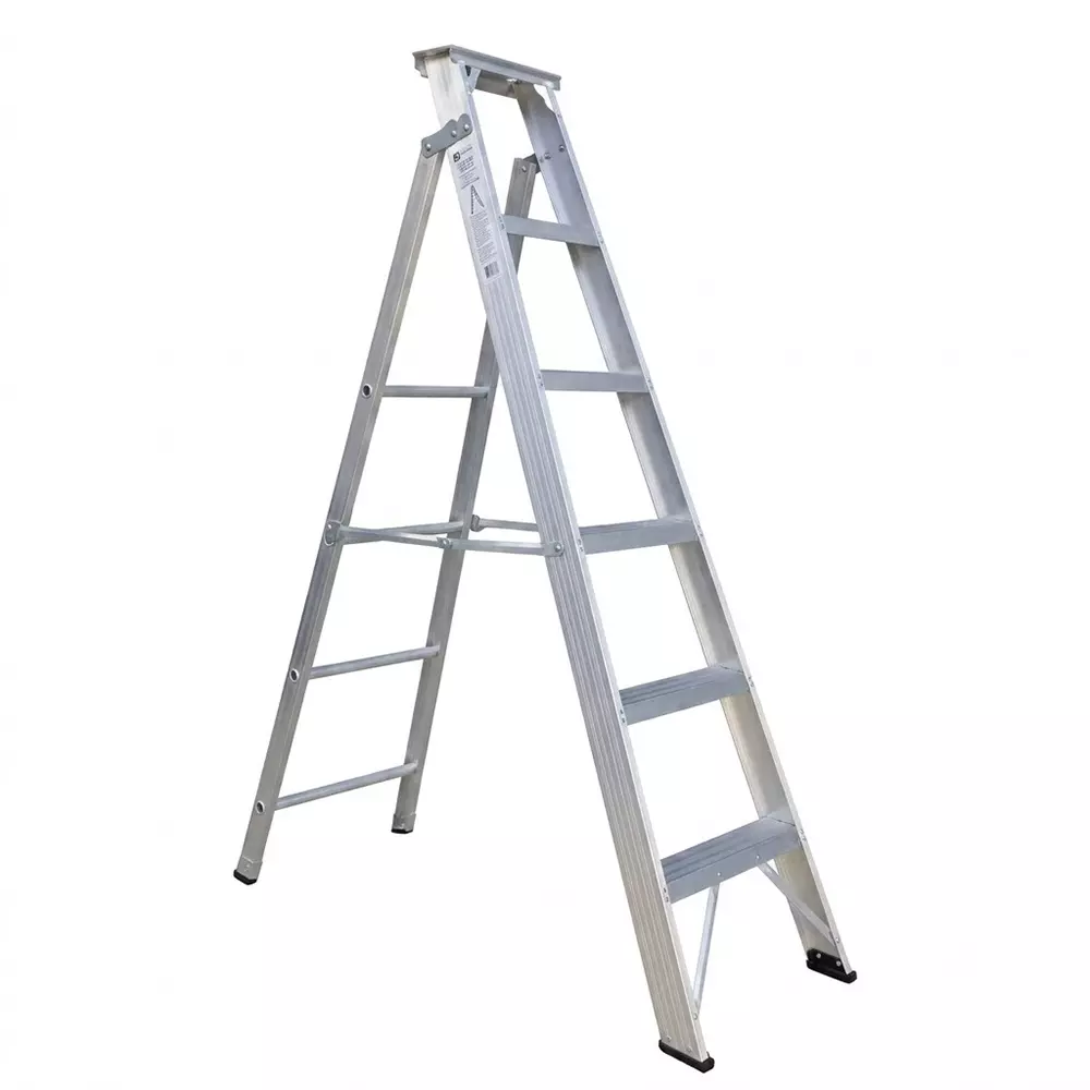 EMAC 6 Steps Dual Purpose Ladder Aluminium Body Silver Color Anti Slip, Lightweight and Foldable Design, EDPL-6