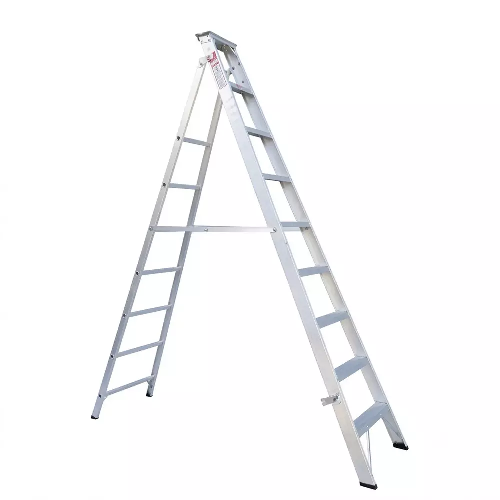 EMAC 9 Steps Dual Purpose Ladder Aluminium Body Silver Color Anti Slip, Lightweight and Foldable Design, EDPL-9