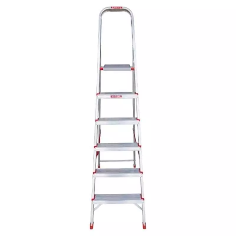 EMAC Domestic Light Weight Folding Aluminium Ladder Anti Slip 6 Step and 179 cm Height, ECL-6-Step