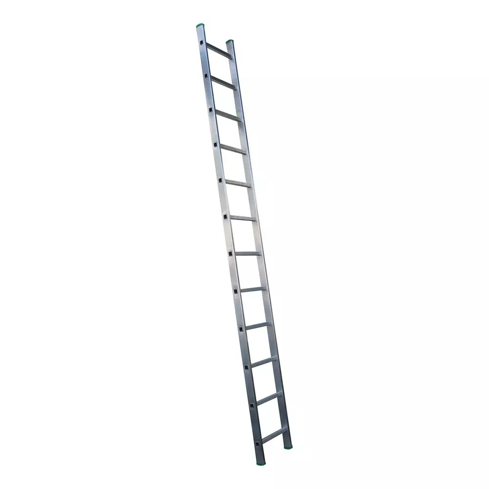 AGUERRI 12 Steps Aluminium Ladder Silver Lightweight High Strength Wall Support 12 ft. (366 cm) Height Single Section for Indoor & Outdoor Use