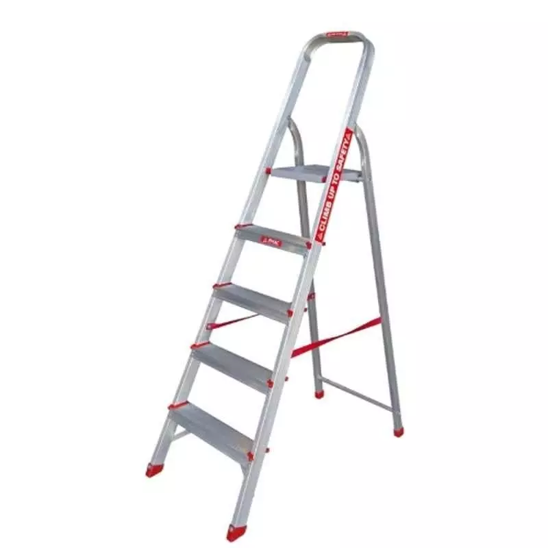EMAC Domestic Light Weight Folding Aluminium Ladder Anti Slip 5 Step and 158 cm Height, ECL-5-Step