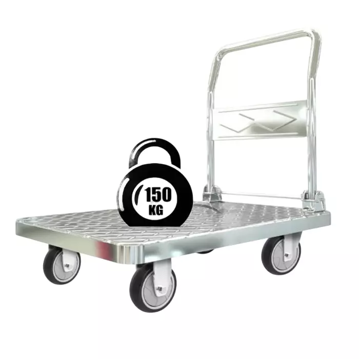 SK ENGINEERING Platform Trolley 150 Kg Load Capacity Rubber 4 Wheel Mild Steel 6.8 Kg, HT150S