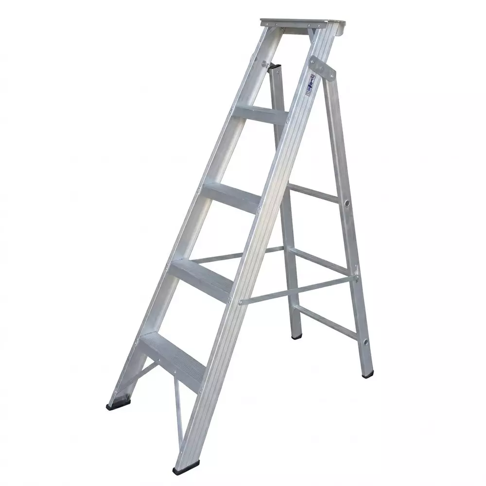 EMAC 5 Steps Dual Purpose Ladder Aluminium Body Silver Color Anti Slip, Lightweight and Foldable Design, EDPL-5