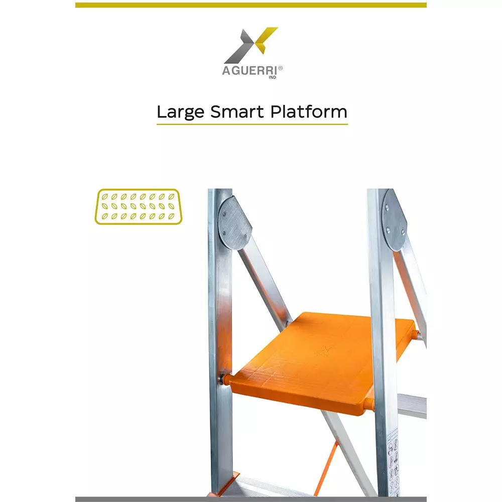 AGUERRI 3 Steps Aluminium Ladder Orange Lightweight & Foldable with Wide Platform for Indoor & Outdoor Use
