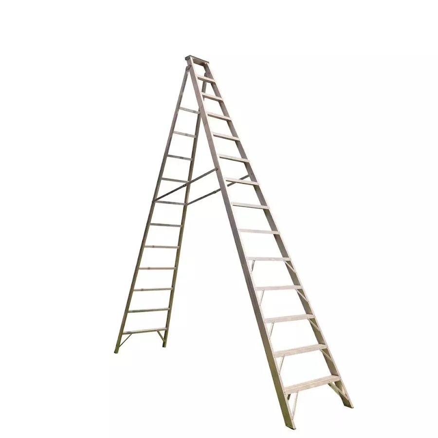 EMAC 14 Steps Dual Purpose Ladder Aluminium Body Silver Color Anti Slip, Lightweight and Foldable Design, EDPL-14