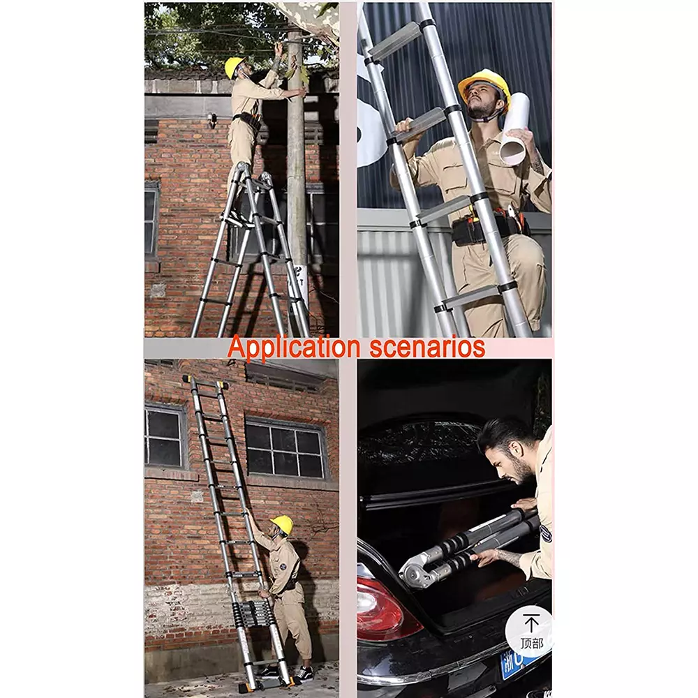 Gobbler Portable Double Folding Telescopic Ladder Aluminium 18 Steps 150 Kg Load Capacity 2.8 m (9 ft) + 2.8 m (9 ft), GB-JTL09