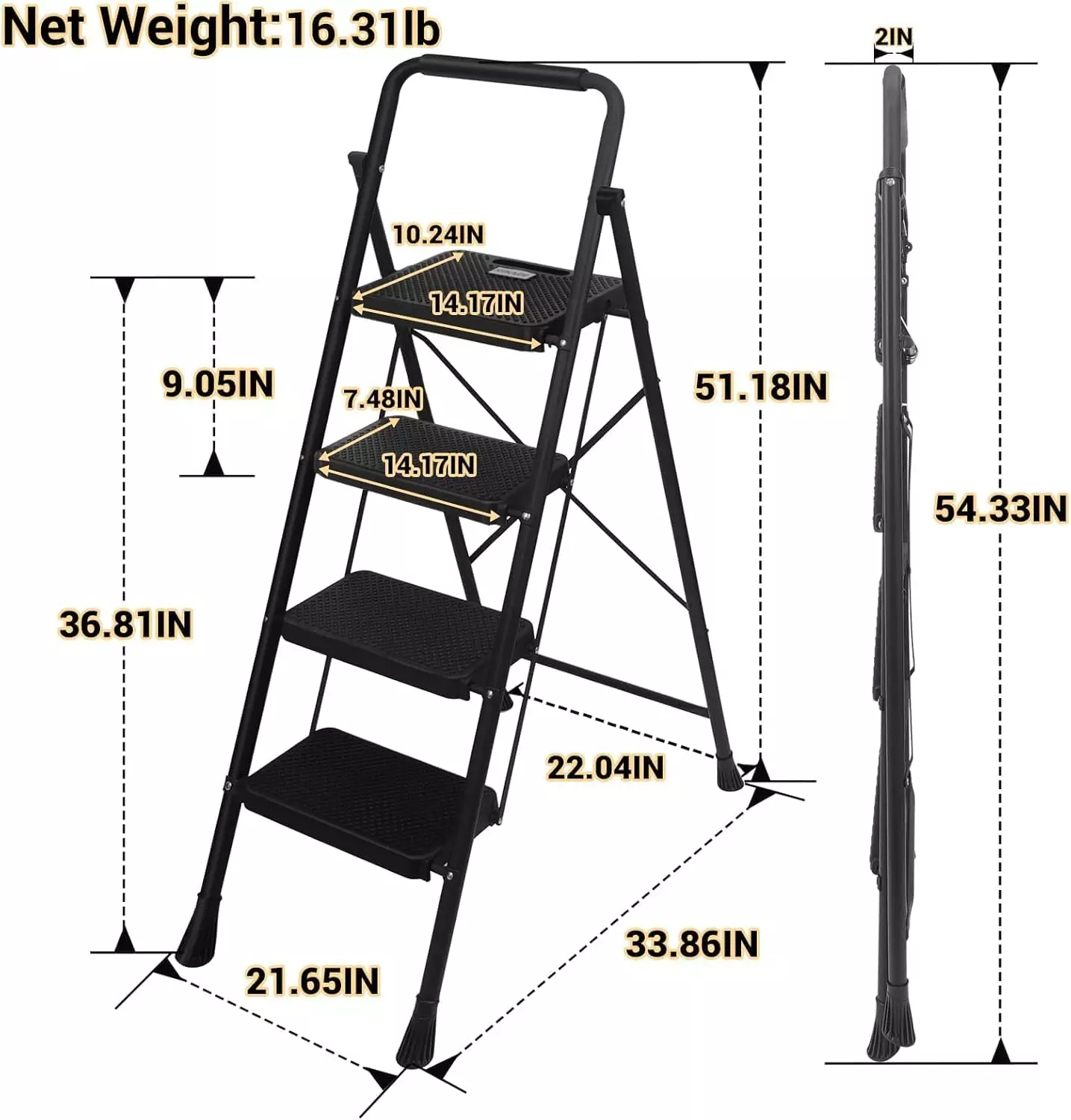 jawsons-4-steps-folding-stool-ladder-with-anti-slip-wide-pedals-handgrip-and-steel-body-black