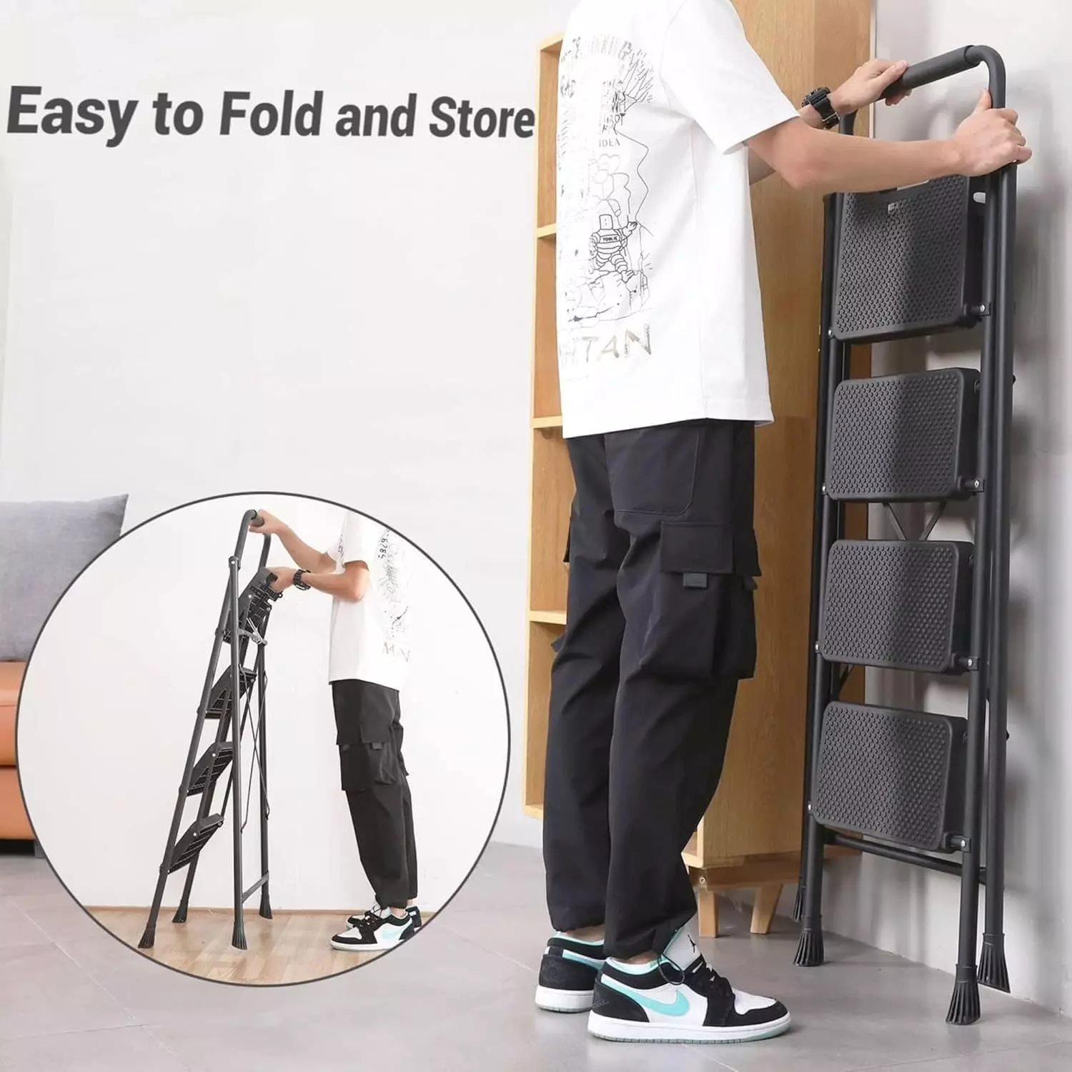 jawsons-4-steps-folding-stool-ladder-with-anti-slip-wide-pedals-handgrip-and-steel-body-black