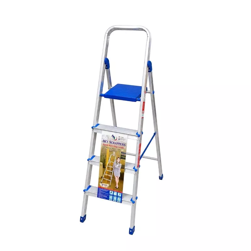 Sky Scrappers Foldable Step Ladder Aluminium Silver 4 Step 56 inch (1422.4 mm) Length