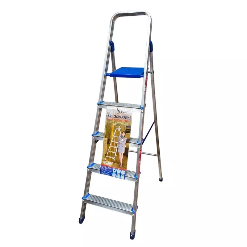 Sky Scrappers Foldable Step Ladder Aluminium Silver 5 Step 68 inch (1727.2 mm) Length