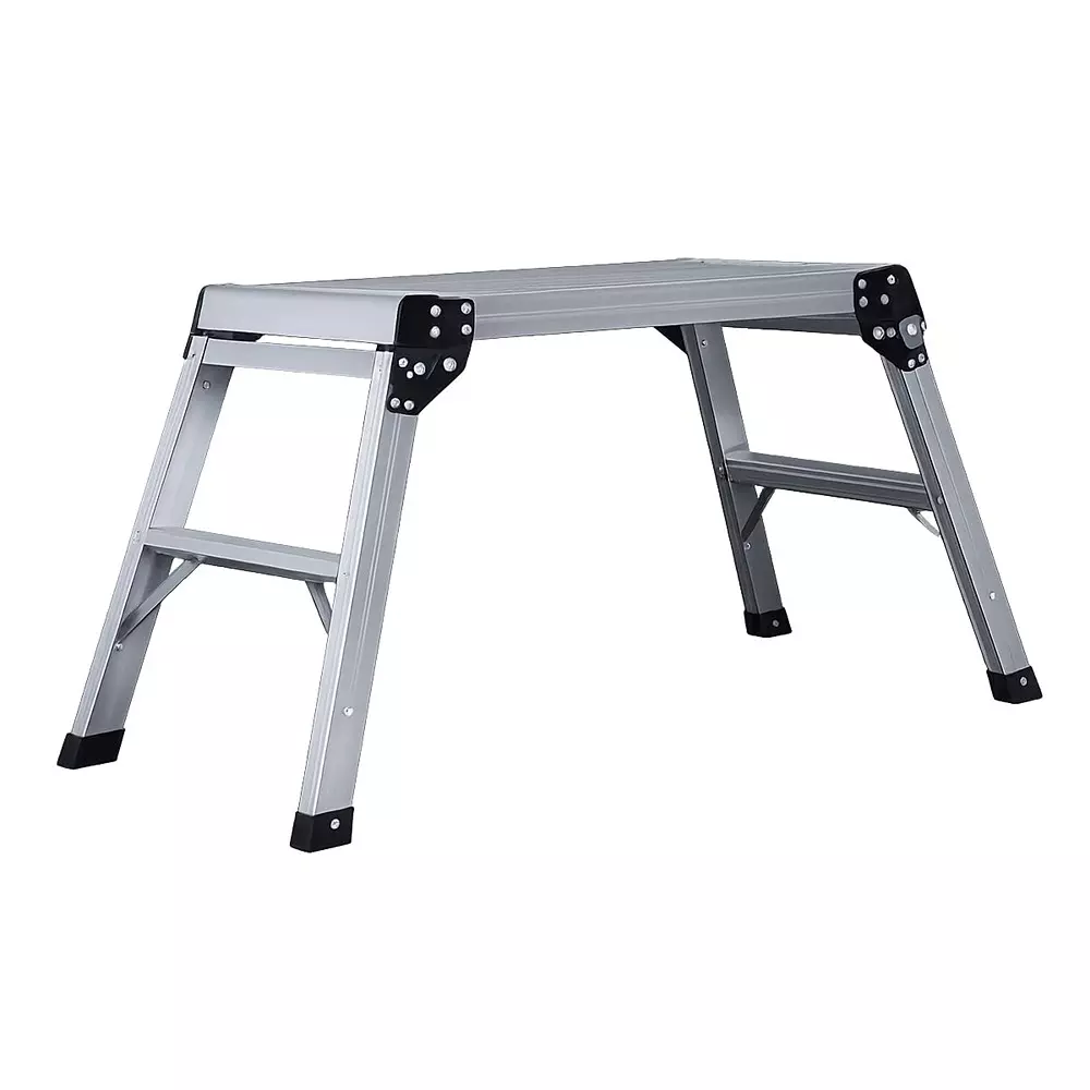 Aardwolf Quickfit Non-Slip 1 Step Folding Platform Stool Ladder Aluminium Silver 150 Kg Load Capacity, AQT-703