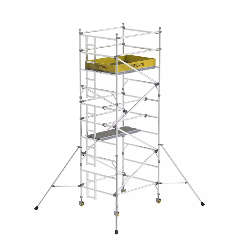 YOUNGMAN Access Scaffold Towers XO Series Double Width, Lightweight Heavy Duty Aluminium Body and 4.2 m Platform Height