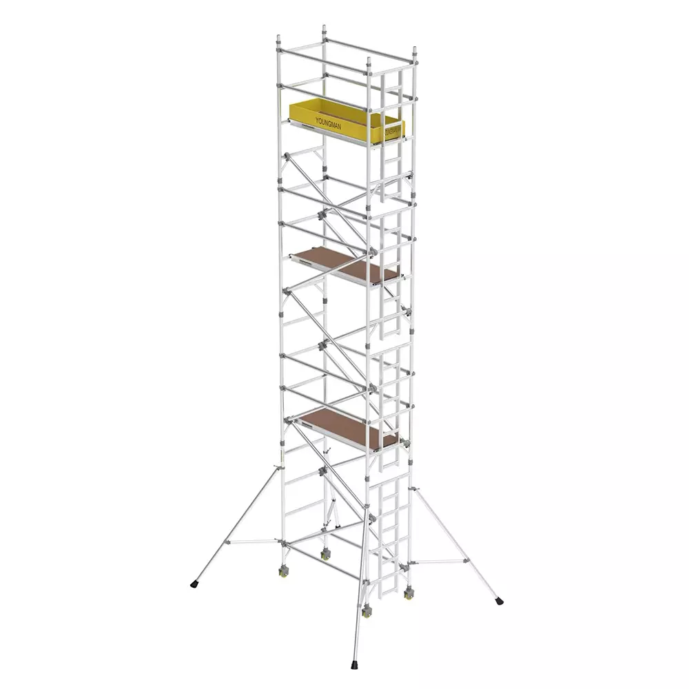 YOUNGMAN Access Scaffold Towers XO Series Single Width, Lightweight Heavy Duty Aluminium Body and 12.2 m Platform Height