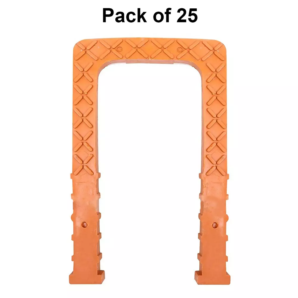 EFFICACY U Shape Orange PVC Foot Step 100 Kg Load Capacity with 10 mm MS Rod for Under-Construction Buildings Use (Pack of 25 Pcs)