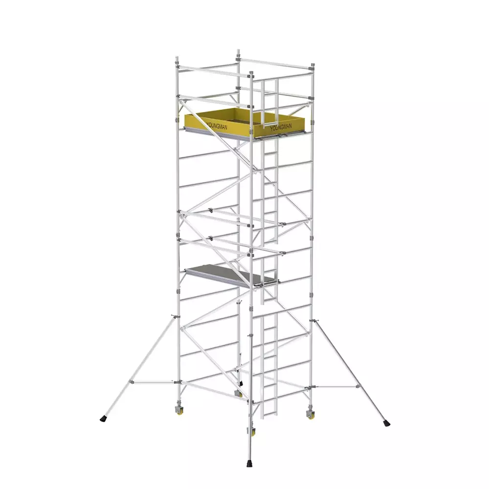 YOUNGMAN Access Scaffold Towers XO Series Double Width, Lightweight Heavy Duty Aluminium Body and 5.2 m Platform Height