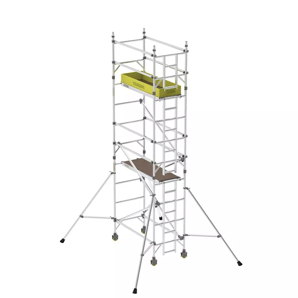 YOUNGMAN Access Scaffold Towers XO Series Single Width, Lightweight Heavy Duty Aluminium Body and 6.2 m Platform Height