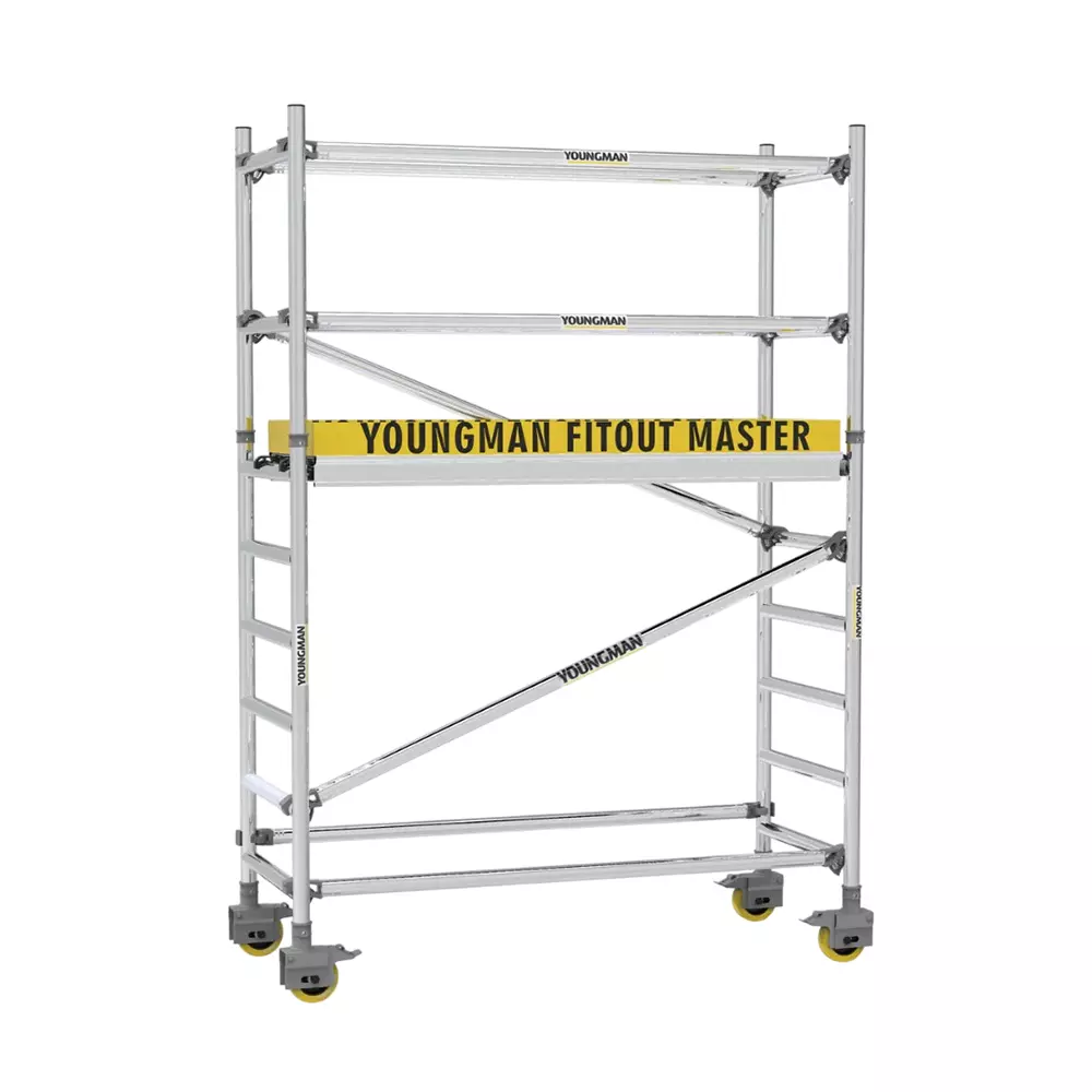 YOUNGMAN FITOUT MASTER Mobile Access Tower Lightweight Aluminium Body, 220 Kg Per Platform Load Capacity and 1.7 m Platform Height