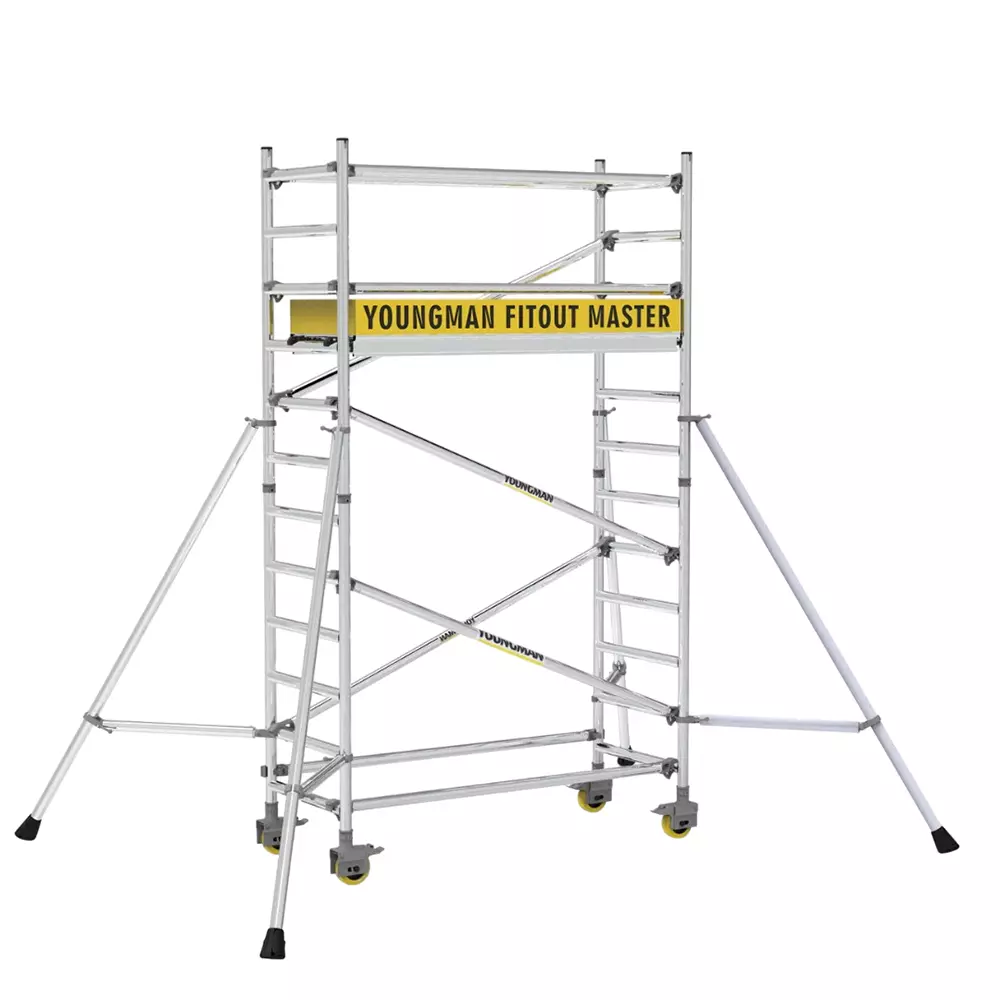 YOUNGMAN FITOUT MASTER Mobile Access Tower Lightweight Aluminium Body, 220 Kg Per Platform Load Capacity and 3.3 m Platform Height