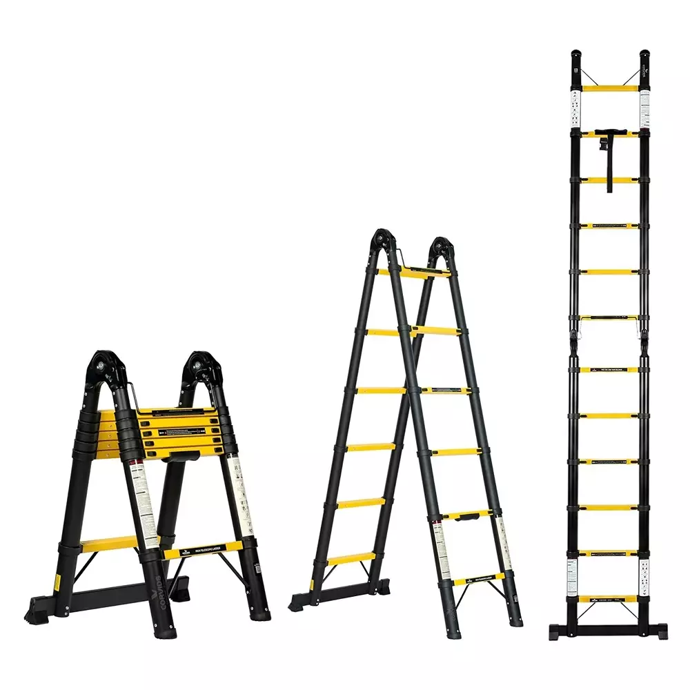 corvids-telescopic-ladder-a-type-foldable-125-feet-38-m-max-extended-height-150-kg-maximum-load-capacity-12-steps-q195-grade-carbon-steel-material-cclt-d38ir