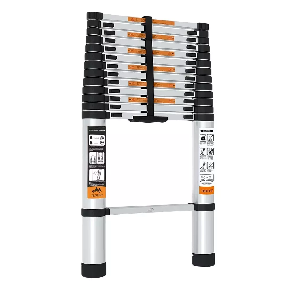 TROLIFT 20 ft (600 cm) Aluminium Foldable Single Telescopic Ladder 15 Step 150 Kg Max Load Capacity EN131 Certified, TALT-060