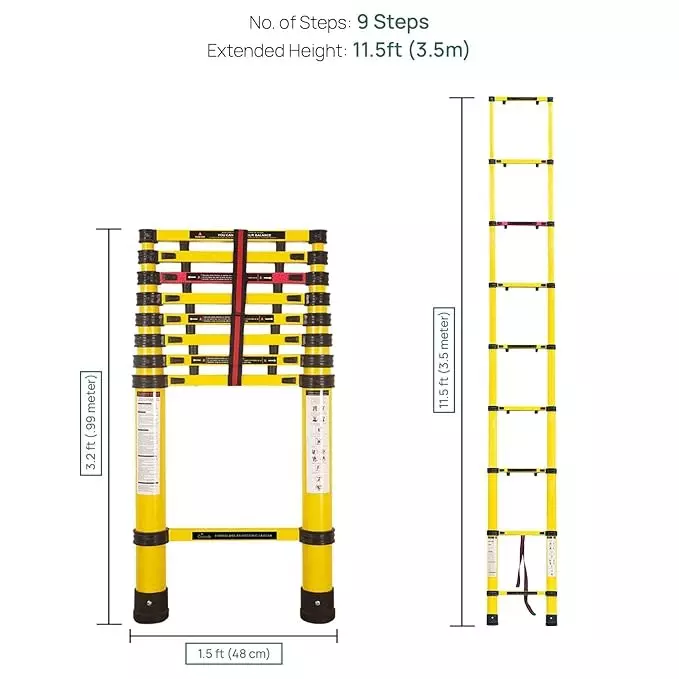 corvids-35-m-115-ft-telescopic-ladder-made-of-fibreglass-9-steps-and-100-kg-max-load-capacity-cflt-035