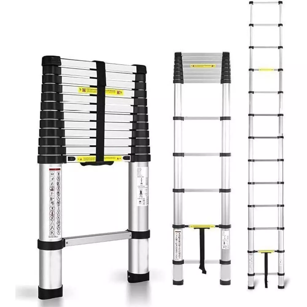 Alnico Heavy Duty Telescopic Ladder Wall Reclining Aluminium 17 Steps 150 Kg Load Capacity, TELESCOPIC 5 M