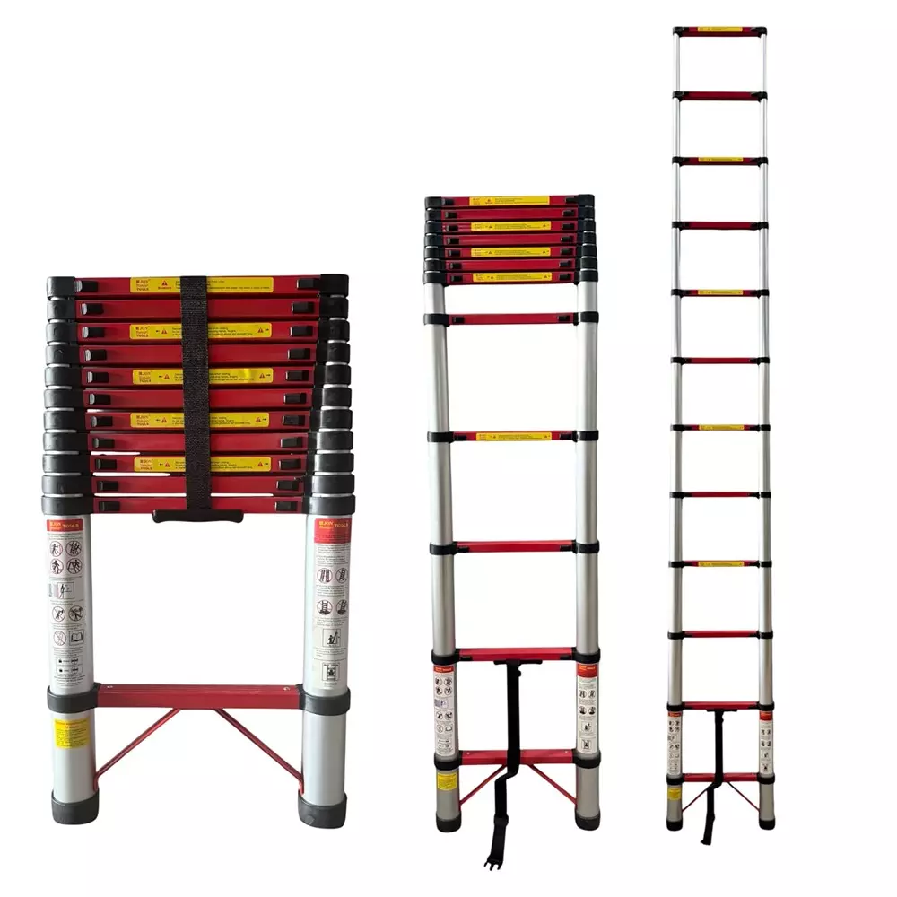 Jon Bhandari Telescopic Folding Ladder 12 Steps Aluminium Silver 150 Kg Load Capacity 11.5 ft Max. Height, AL12