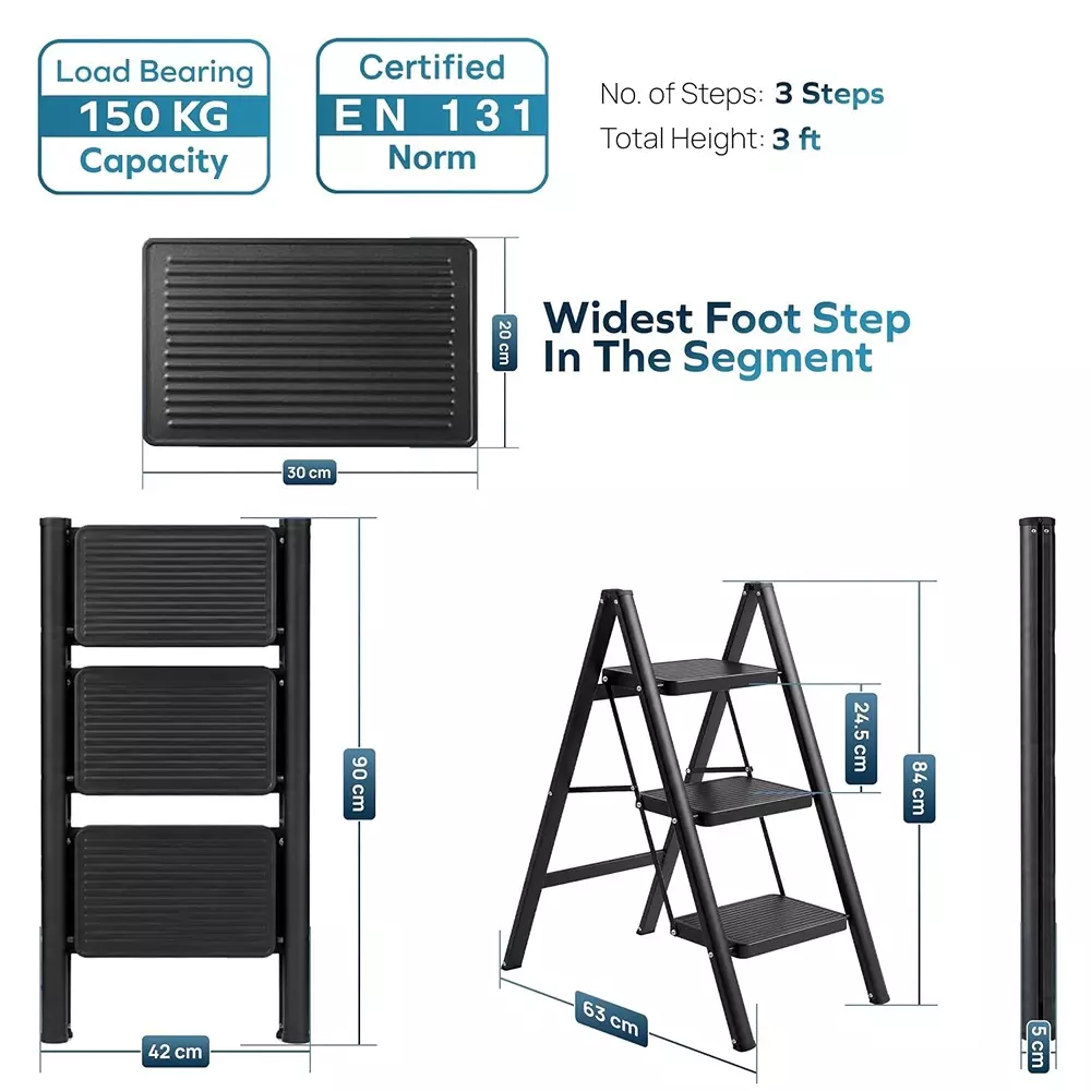 corvids-folding-step-ladder-black-carbon-steel-3-steps-9144-mm-3-ft-max-extended-height-ccsl-03b