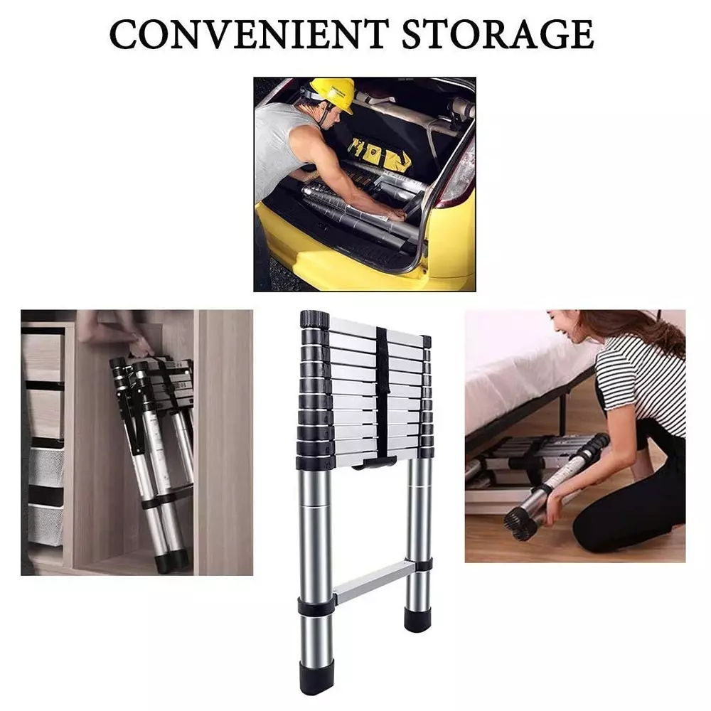 Gobbler Portable & Compact Telescopic Ladder Aluminium 14 Steps 150 Kg Load Capacity 4.4 m (14.5 ft) Max. Extended Height, GB-TL15