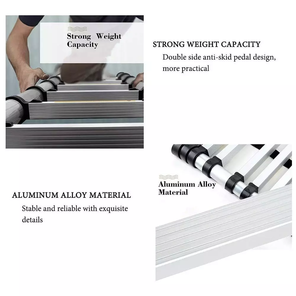 Gobbler Portable & Compact Telescopic Ladder Aluminium 14 Steps 150 Kg Load Capacity 4.4 m (14.5 ft) Max. Extended Height, GB-TL15