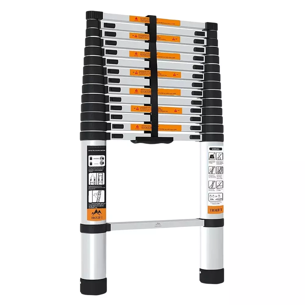 TROLIFT 23.6 ft (720 cm) Aluminium Foldable Single Telescopic Ladder 16 Step 150 Kg Max Load Capacity EN131 Certified, TALT-072
