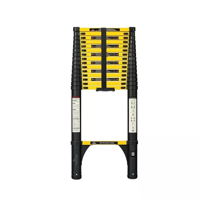Corvids Telescopic Ladder 21 Feet (6.3 m) Max Extended Height 150 Kg Maximum Load Capacity 16 Steps Q195 Grade Carbon Steel Material, CCLT-063IR
