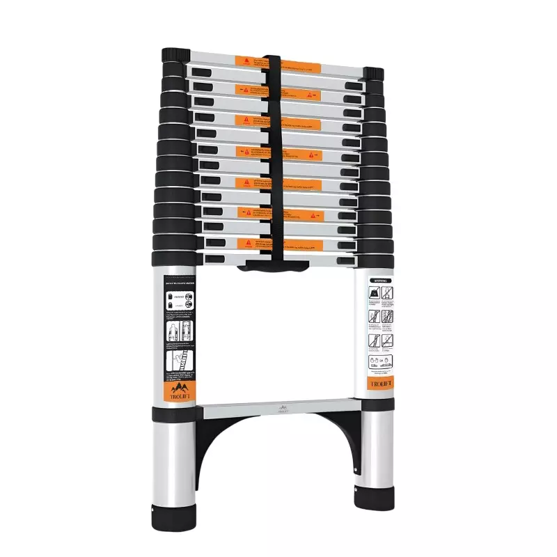 TROLIFT 9.5 feet (290 cm) Aluminium Foldable Single Telescopic Ladder 10 Step 150 Kg Max Load Capacity EN131 Certified, TALT-029