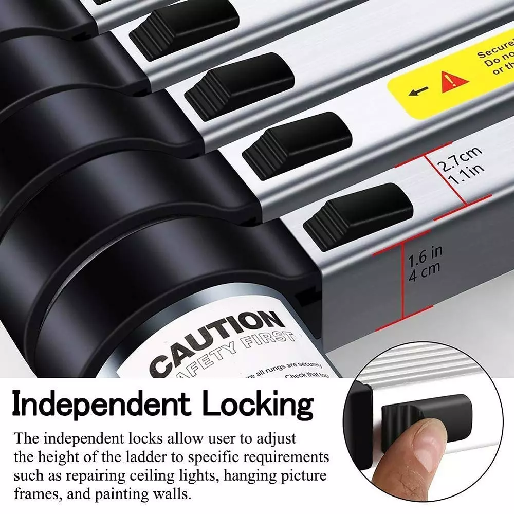 Gobbler Portable & Compact Telescopic Ladder Aluminium 15 Steps 150 Kg Load Capacity 5.4 m (18 ft) Max. Extended Height, GB-TL 5.4m