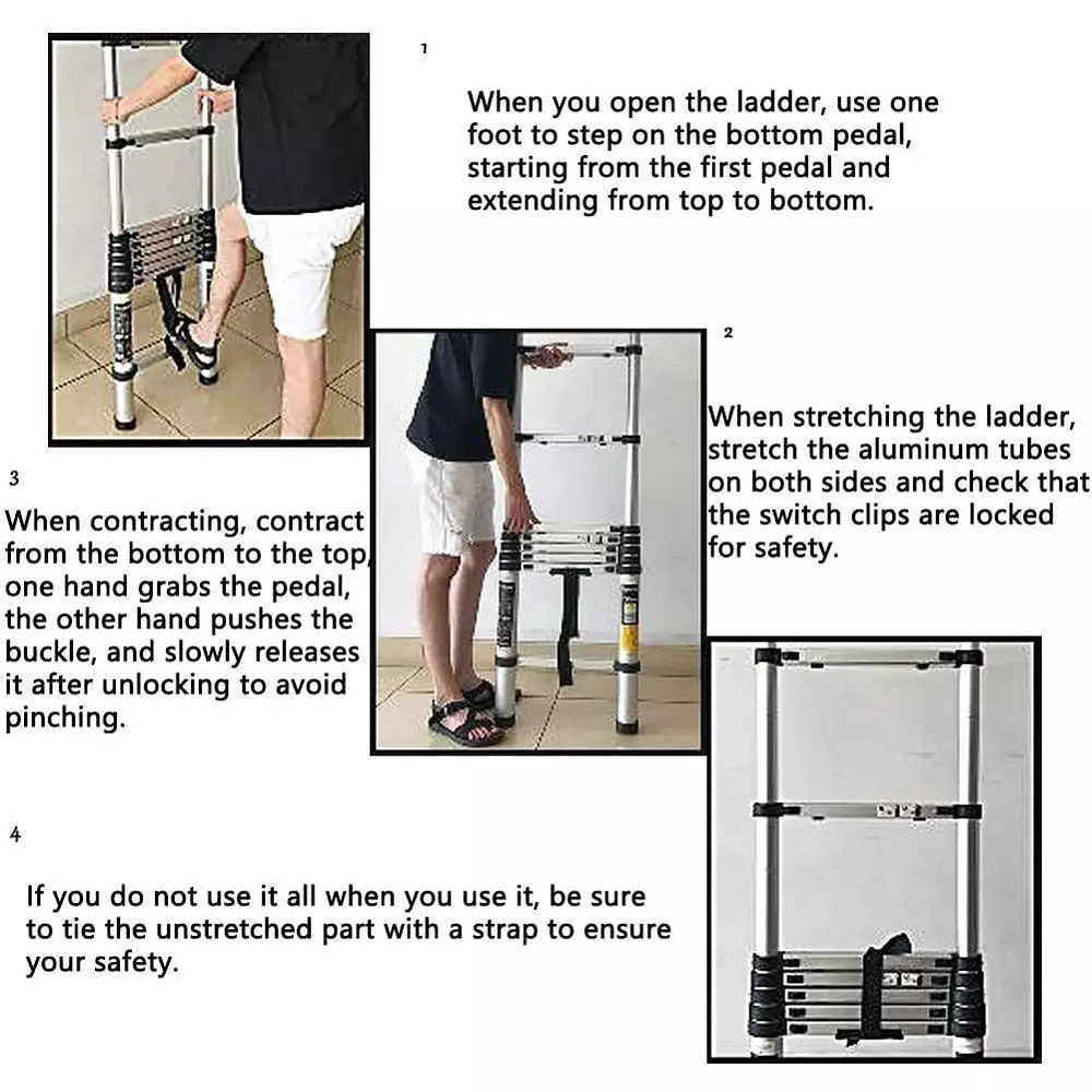 Gobbler Portable & Compact Telescopic Ladder Aluminium 15 Steps 150 Kg Load Capacity 5.4 m (18 ft) Max. Extended Height, GB-TL 5.4m