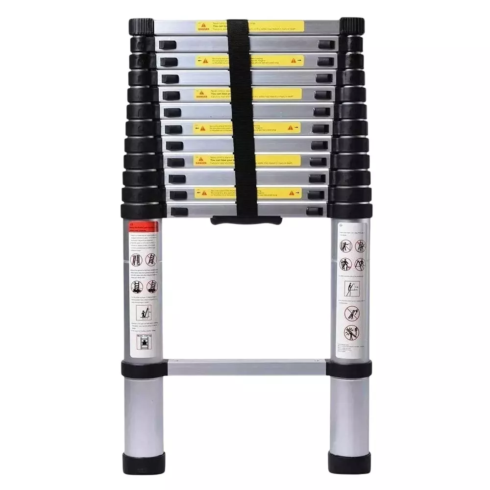 Gobbler Portable & Compact Ultra-Stable Extendable Telescopic Ladder 15 Steps 150 Kg Load Capacity 18 ft (5.4 m) Height Adjustable, WK-TL15 5.4MTR