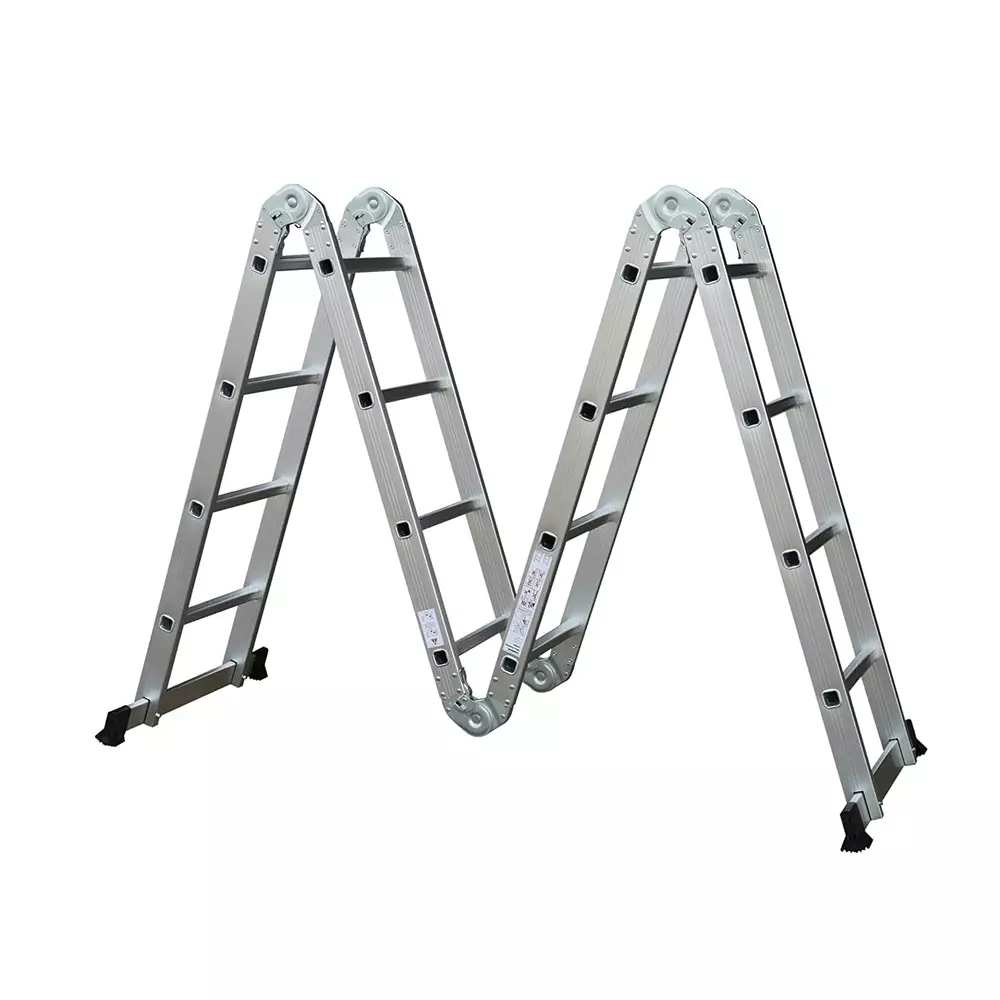 Aardwolf Quickfit 16 Step (4x4) Foldable Heavy Duty Extension Ladder Aluminium Silver 150 Kg Load Capacity 15.5 ft (4.72 m) Height Extended, AQT-404