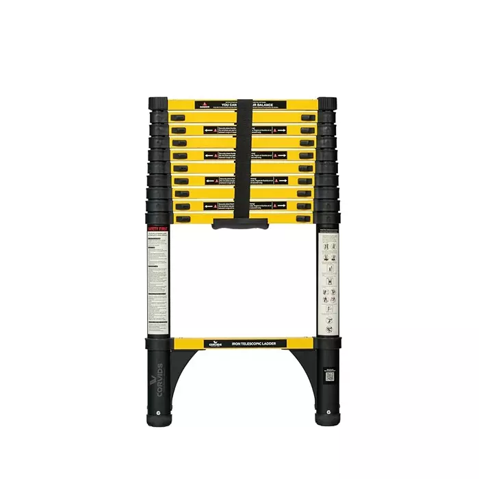 Corvids Telescopic Ladder 10.5 Feet (3.2 m) Max Extended Height 150 Kg Maximum Load Capacity 11 Steps Q195 Grade Carbon Steel Material, CCLT-032IR