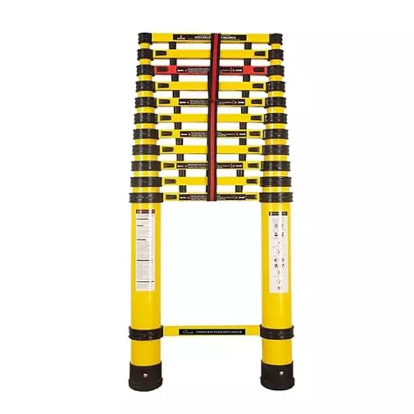 Corvids 4.5 m (15 ft) Telescopic Ladder Made of Fibreglass, 11 Steps and 100 Kg Max. Load Capacity, CFLT-045