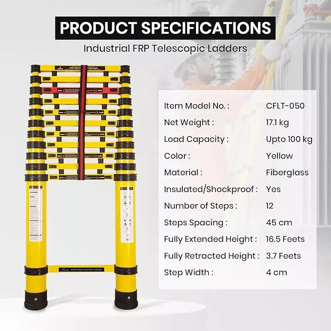 corvids-45-m-15-ft-telescopic-ladder-made-of-fibreglass-11-steps-and-100-kg-max-load-capacity-cflt-045