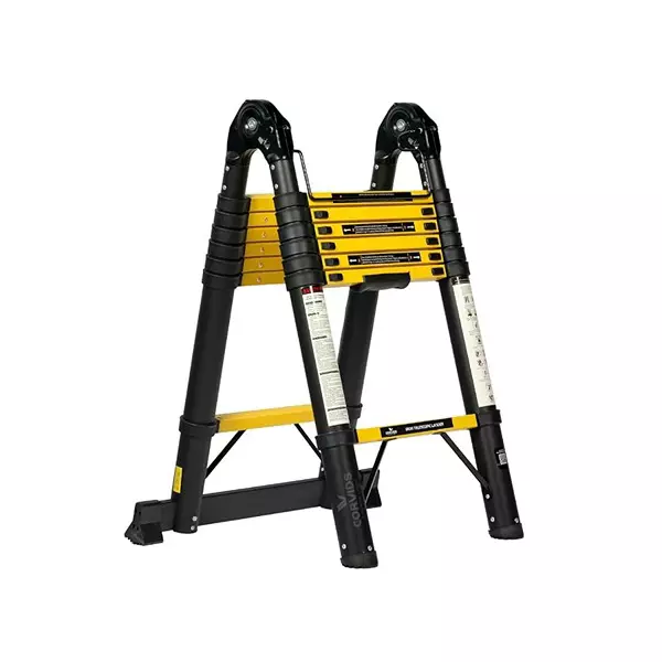 Corvids Telescopic Ladder A-Type Foldable 14.5 Feet (4.4 m) Max Extended Height 150 Kg Maximum Load Capacity 14 Steps Q195 Grade Carbon Steel Material, CCLT-D44IR