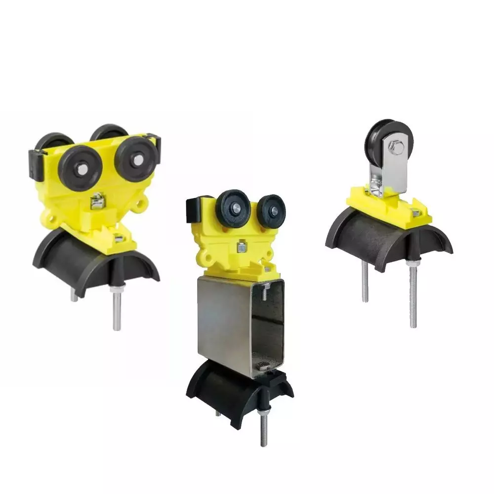 GIOVENZANA C Rail Festoon Flat Cable Trolley Kit Black & Yellow 30 - 50 Kg Load Capacity Metal and Mild Steel for Industrial Use